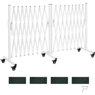 VEVOR Uitschuifbare schaarpoort, dubbele barrière met vergrendelbare wielen, verstelbaar tot 5,48 m, mobiele veiligheidsbarrière voor waarschuwingsdoeleinden, metalen barricade voor buiten- en industrieel gebruik