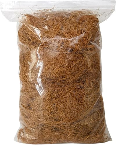 Kokosvezel Bodembedekking - Natuurlijk Nestmateriaal - Vogelkooi Inrichting - 100% Eetbaar Veilig - 250g of 500g - Natuurlijk Bruin