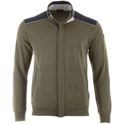 Paul & Shark Vest Fresco Full Zip Linen Trimmings Olive / male