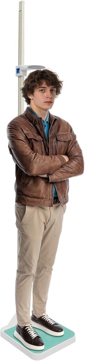 Professionele Personenweegschaal - Lichaamsanalyse Weegschaal - Groeimeting Gewicht - Geïntegreerde Meetlat - 3-180kg 10-220cm - Wit
