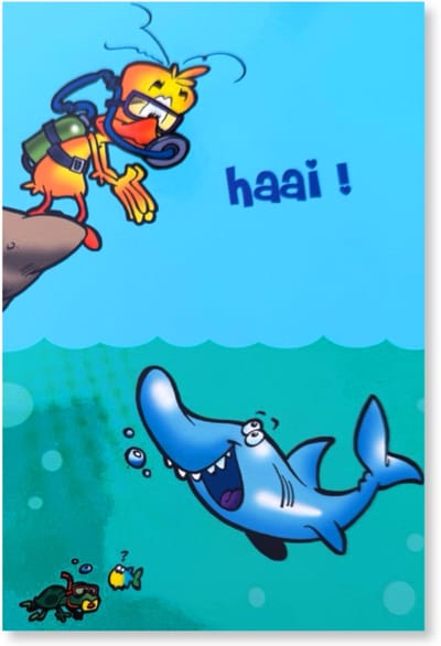 Haai! Wenskaart - Vriendschap / Zomaar Kaartje - 12 x 17 cm - gevouwen kaart Inclusief envelop