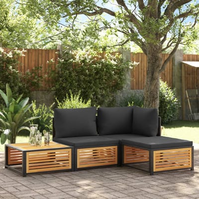 vidaXL - Tuinvoetenbank - met - kussen - 68x68x30 - cm - massief - acaciahout