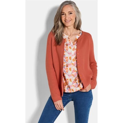 Tricot jasje van puur katoen - terracotta - Gr. 44 van Goldner Fashion