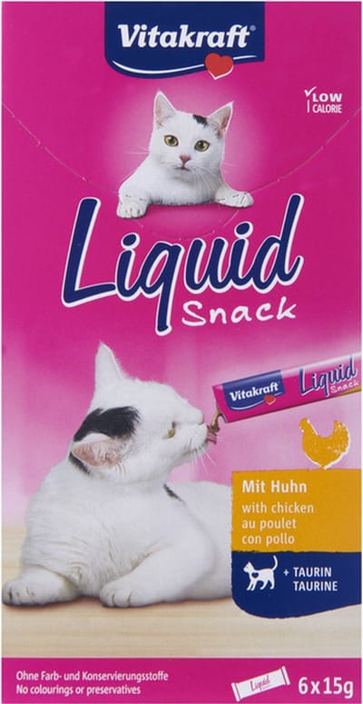 7x Vitakraft - Liquid Snacks met kip - Taurine - 6x15g