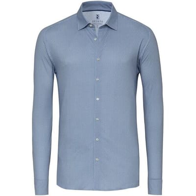 Desoto Overhemd Metric Mini Abstract Pattern Blauw-Cognac / male