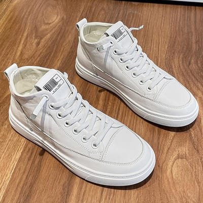 Echt Leer Kleine Witte Schoenen Dames Herfst en Winter Nieuw Alles-match Plus Suède Bovenlaag Rundleer Hardlopen Reizen Vrije Tijd Hoge Schoenen 41 gray