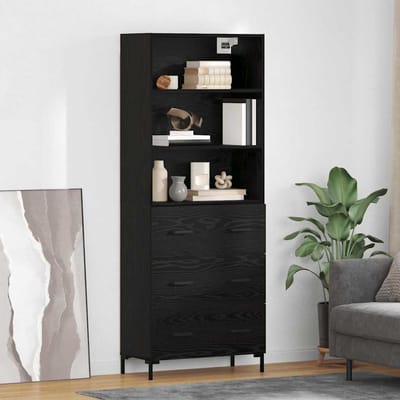 vidaXL - Highboard - Zwart - Eiken - 69,5 - x - 34 - x - 180 - cm - Bewerkt - hout