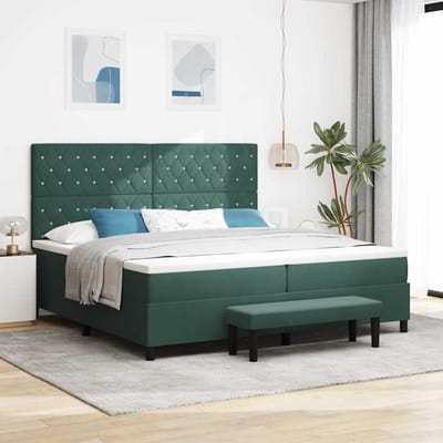 vidaXL - Boxspring - bed - met - hoofdeinde - Donkergroen - 200 - x - 200 - cm - Fluweel