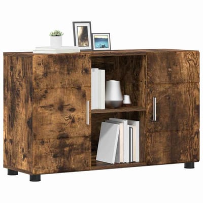 vidaXL - Dressoir - FLORIN - 88,5 - x - 30,5 - x - 55,5 - cm - Rook - Eiken - Bewerkt - hout