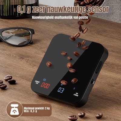 AMA® Koffie Weegschaal - Weegschaal - Scale - Max 2000 Gram - 18x17x7cm - Zwart
