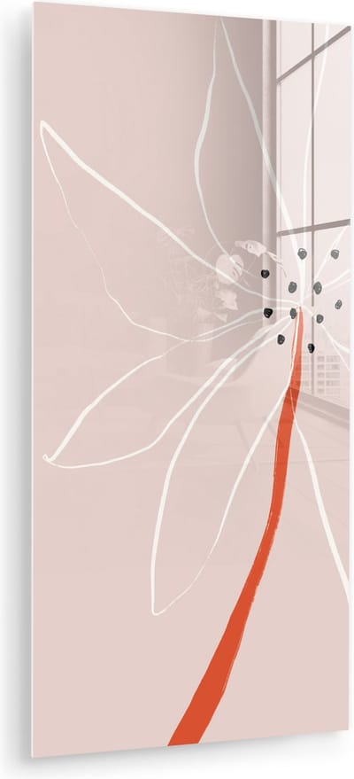 MuchoWow® Glasschilderij 60x120 cm - Schilderij acrylglas - Bloemen - Abstract - Pastel - Foto op glas - Muurdecoratie woonkamer - Wanddecoratie slaapkamer - Schilderijen