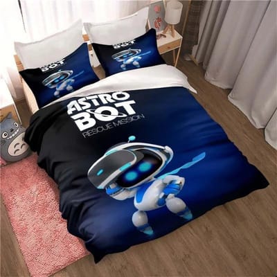 ASTRO BOT Mignon Dessin Animé Ensemble de Literie Housse de Couette Taie d'Oreiller Simple Double King Size pour Chambre d'Adulte Enfant 70x133cm 2pcs