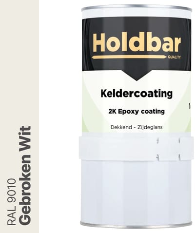 Holdbar Keldercoating Gebroken Wit (RAL 9010) 1 kg - Kelder waterdicht maken - Alle Kleuren - Kelder Epoxy - Krasvast - Eenvoudig reinigbaar - Vochtregulerend - 2 Componenten
