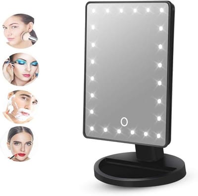 Verlichte Make-up Spiegel - Vanity Tafelspiegel - Schoonheidsroutine Optimaliseren - 24 LED Verlichting - 180° Draaibaar - Wit