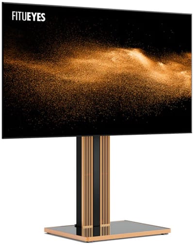 FITUEYES tv standaard Cantor Serie Bodem ‑ tv standaard voet – 43–78″ – Beukenhout & Metaal – Zwenkbaar ±30° – VESA 100–600 tv voet – Draagvermogen 60 kg