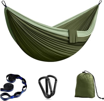 Outdoor Camping Hammocks 2 People 300 x 200 cm Ultralight Portable Travel Hammock up to 300 kg Load Capacity Parachute Nylon Garden Beach Double Hammock Breathable