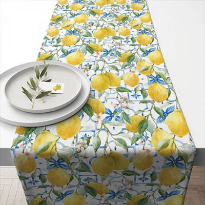 Ambiente - Tafelloper – Mediterranean Lemons – 100% Katoen – Wasbaar – 40 x 150 cm – Zomerse Citroenprint
