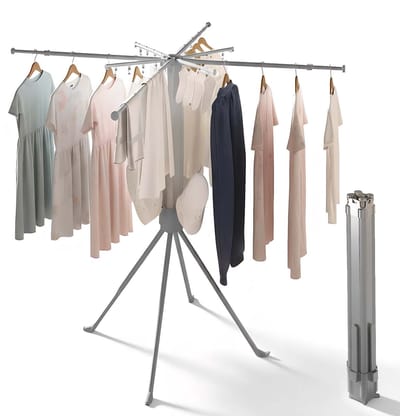 SHANNA Metalen Wasrek Inklapbaar - Staand Droogrek 132cm - Draagbaar opvouwbaar droogrek - In hoogte verstelbaar - Buiten & Binnen bruikbaar