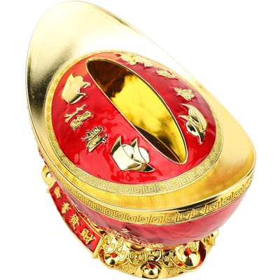 Tissuebox Plastic Chinese Ingot Yuanbao Ornament Rijkdom Decoratie Huisdecoratie Cadeau Goud Blauw rood