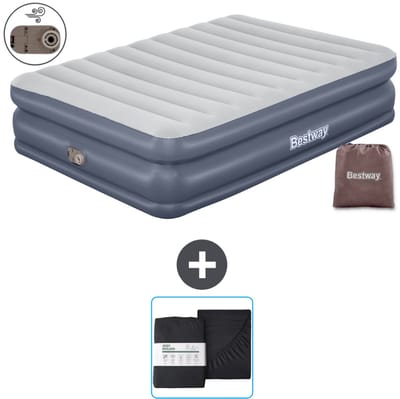 Bestway luchtbed - 2-Persoons - 152 x 203 x 51 cm - Grijs - - Inclusief pomp en Hoeslaken
