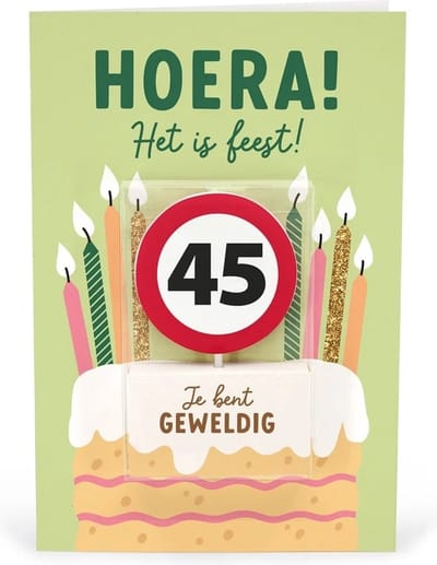 Verjaardagskaart met kaars | 45 jaar | Je bent geweldig