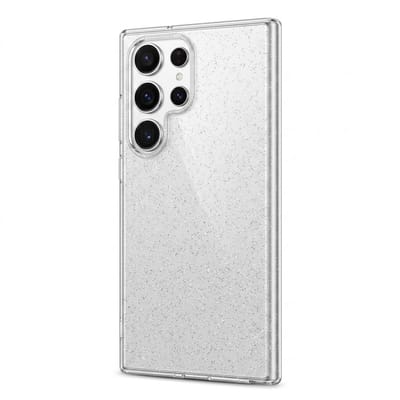 Glitter doorzichtig telefoon hoesje Samsung S24 Ultra– transparante backcover voor dames – geschikt voor Samsung S24 Ultra – lichte sparkle afwerking – flexibel kunststof hoesje