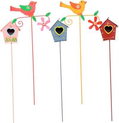 Metalen Tuinstokken - Decoratieve Prikkers - Tuindecoratie - Set van 5 - Tot 26cm - Zoals getoond