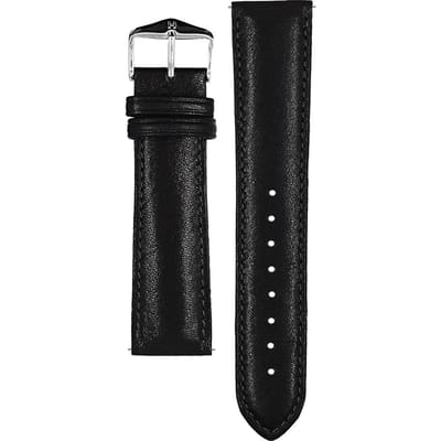 Hirsch Horlogeband -  Merino Zwart - Leer - 22mm