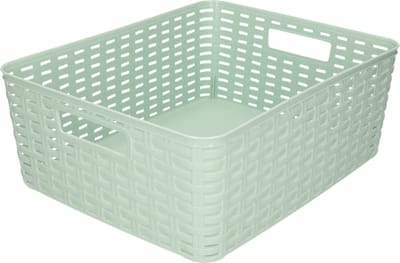 Plasticforte Opbergmand - Kastmand - rotan kunststof - mintgroen - 12 Liter - 30 x 37 x 13 cm
