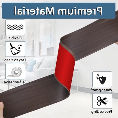 Zelfklevende PVC Plinten - Flexibele Vinyl Plinten 10cm Breed voor Keuken, Badkamer en Woonkamer (Bruin Houtnerf, 10cm×6m) - Duurzaam, Waterbestendig en Eenvoudig te Installeren