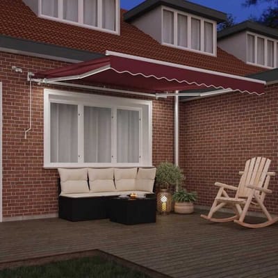 vidaXL - Luifel - automatisch - uittrekbaar - met - LED - 300x250 - cm - bordeauxrood