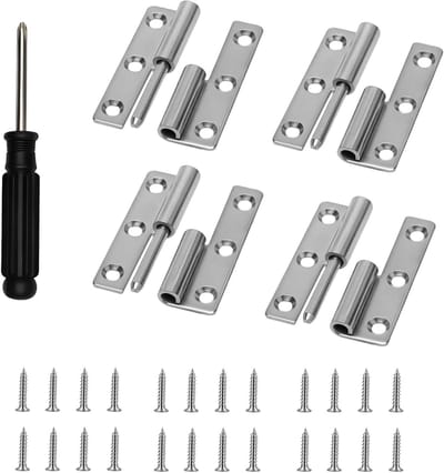Set van 4 roestvrijstalen scharnieren 62 mm x 35 mm, inklapbaar, voor deuren, ramen en kasten, duurzame plugverbindingen en verwijderbare scharnieren