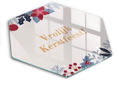 Wallfluent Glazen Snijplanken - Kerstmis: Vrolijk Kerstfeest! Snijplanken Glas - h40 cm - Veelkleurig Snijplanken van Glas - Glazen Snijplank - Snijplank van Glas met Print - Antislip Keuken Snijplank Glas