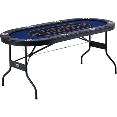 Table de Poker Pliante pour 8 Joueurs, Table de Poker Blackjack Texas Holdem avec Bords Rembourrés et Porte-Gobelets en Acier Inoxydable, Plateau de Jeu de Cartes Pliable Portable
