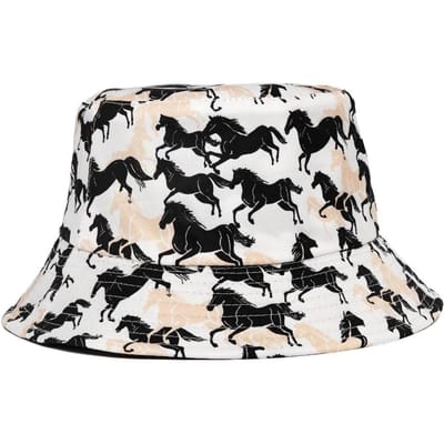 Chapeaux Panama Bob Chapeau de pêcheur imprimé animal cheval Chapeaux de soleil d'été pour femmes hommes Casquette de pêche réversible M 56-58cm black