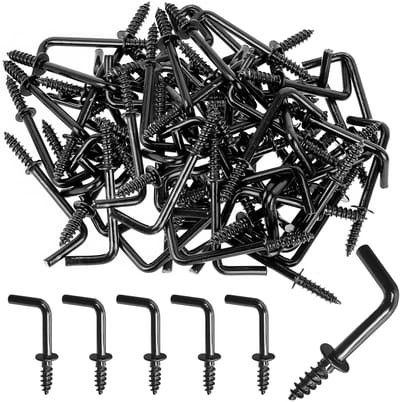 Allecto - Haak Schroeven - L Haakjes - Voor veilig ophangen - Zwart - Mini Haakjes - Voor lichte items - 200 stuks