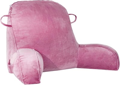 Fluwelen Leeskussen voor Volwassenen en Kinderen - Ergonomisch Rugkussen met Dubbele Handgrepen en Wasbare Hoes