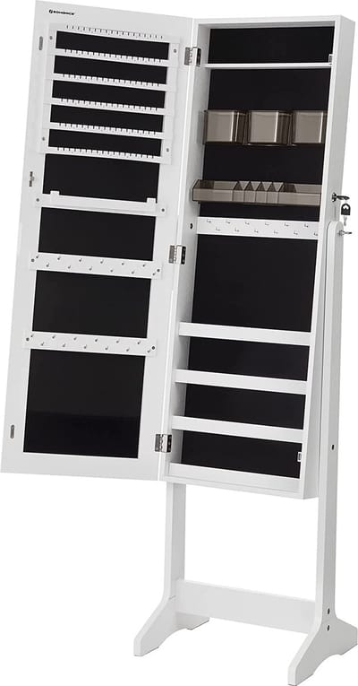 MIRA Home - Sieradenhouder - Spiegelkast - Kunststof - Wit - 41,2x36,5x152