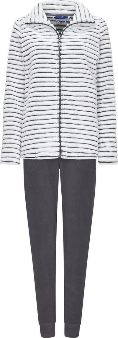 Rebelle dames huispak fleece - maat 40 - Schaduwstreep - grijs
