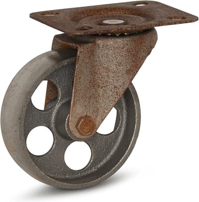 Vintage Retro Design zwenkwiel met topplaat - Gietijzer - 100mm - 90kg