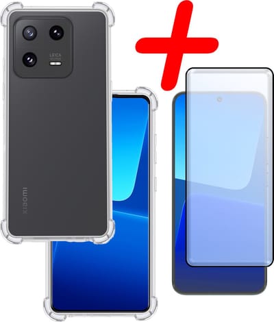 Hoesje Met Screenprotector - Geschikt voor Xiaomi 13 Pro - Sterk & Shockproof - Siliconen Case - Back Cover - Telefoon Hoes - Shock Proof - Transparant