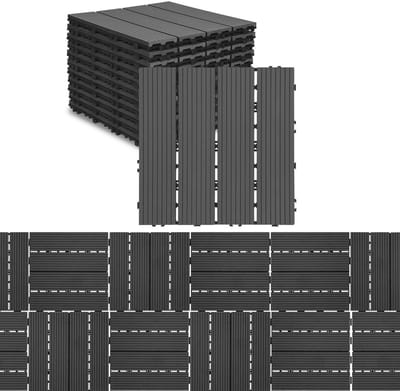Terrastegels van WPC, 30 x 30 cm, 55 stuks, 5 m², antislip met drainage en plug-in systeem