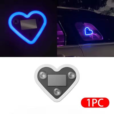 Auto Driehoekraam LED Op Zonne-energie Hartvormig Neonlicht Achterruit Verlicht Interieur Decoratie Sfeerlicht