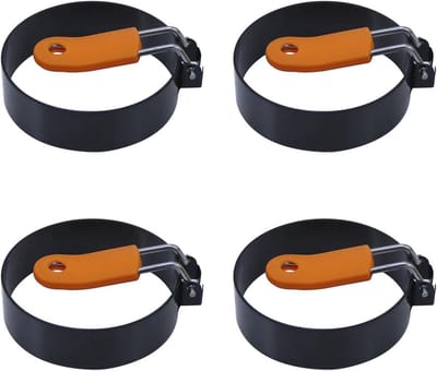Ronde Gebakken Eiervormen met Siliconen Handvat - 4 Stuks - 3,5 Inch