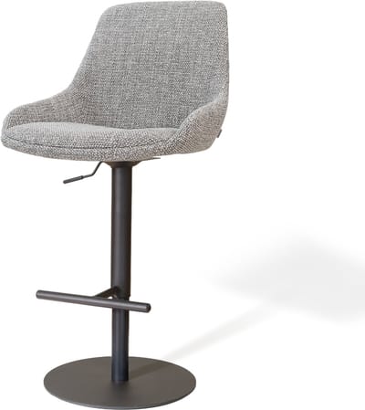 Nolon Niva-Isa Draaibare Tulp Barkruk Grijs Blend - Verstelbaar - Mat Zwart Onderstel - Modern - Stoffen