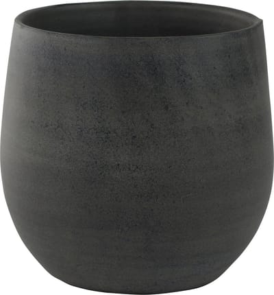 Ter Steege Plantenpot - keramiek - zwart - grafiet look - 22 x 20 cm