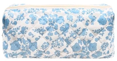 Klein Bloemenpatroon Pennenzak voor Dames en Meisjes | Katoenen Pennenzak met Rits | Gevoerde Make-up Tas voor School en Reizen