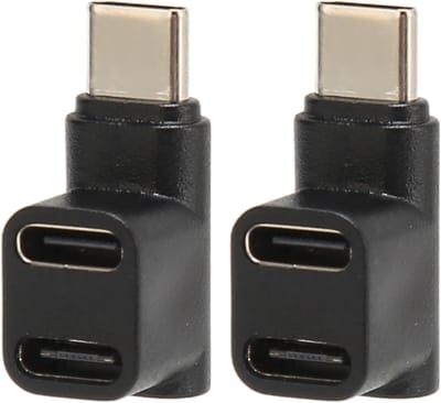 Type C Adapter - USB C Converter - Apparaten Koppelen - 90 Graden Hoek - 2 Stuks - Zwart