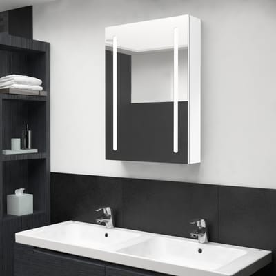 vidaXL - Badkamerkast - met - spiegel - en - LED - 50x13x70 - cm - glanzend - wit