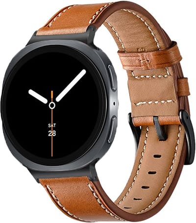 Stravo Leren Bandje - Geschikt voor Samsung Galaxy Watch 9 (40/44mm) / Watch 8 (40/44mm) / 8 Classic (46mm) - Leather Horlogebandje van Echt Leer - Bruin